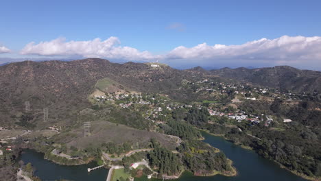 Aerial-Flying-Over-Hollywood-Reservoir-Also-Known-As-Lake-Hollywood