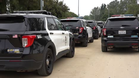 Línea-De-Coches-De-Policía-Responden-A-La-Llamada.