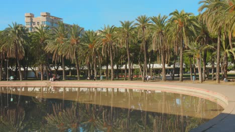 Panoramic-view-of-the-Turia-gardens-and-the-water-of-the-river