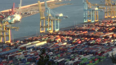 The-Port-of-Barcelona-full-with-cargo-containers-static-shot