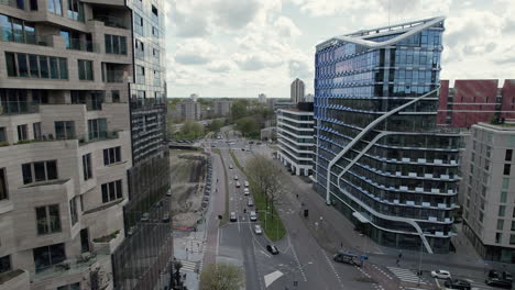 Amsterdam-Zuidas-Financial-District-In-The-Netherlands---Aerial-Drone-Shot