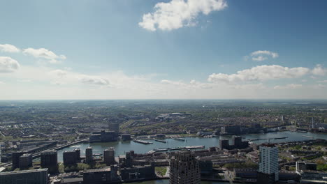 Aerial-View-Of-Maashaven-Harbour-In-City-Of-Rotterdam-In-Netherlands