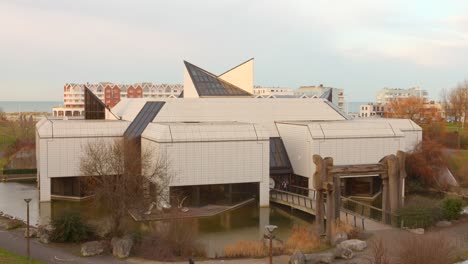 Close-up-of-the-LAAC-modern-art-museum-with-its-white-ceramic-architecture-in-Dunkirk