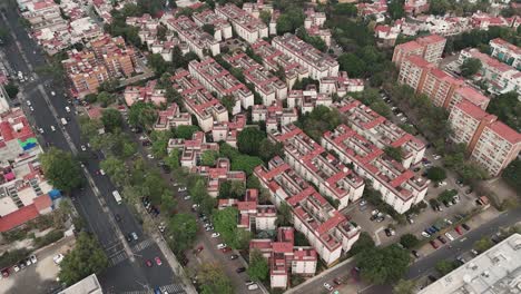 Vista-Aérea-De-Un-Conjunto-Habitacional-En-Coyoacán,-Cdmx