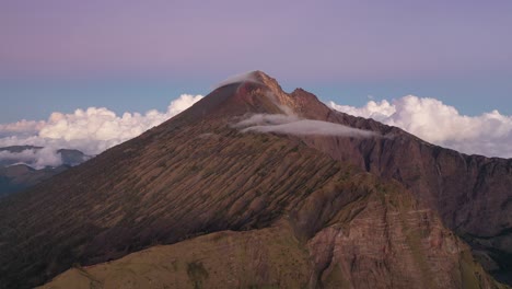 Mount-Rinjani-summit-at-beautiful-sunrise,-the-second-highest-volcano-in-Indonesia