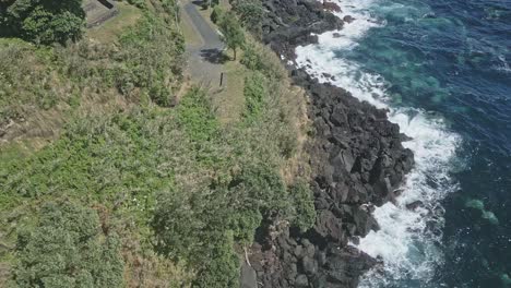 Coastal-road-of-Santo-Antonio,-Sao-Miguel-island