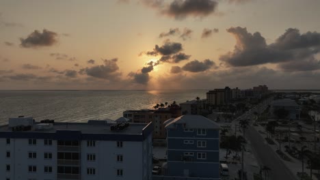 Drone-pan-view-of-sunset-over-Ft