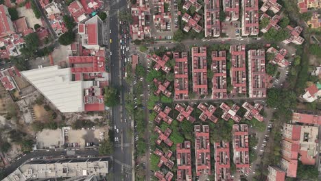 Vista-Aérea-De-Un-Complejo-De-Viviendas-En-Coyoacán,-Ciudad-De-México.