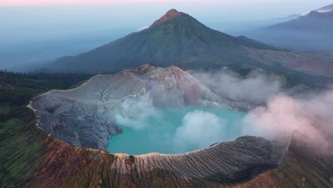 Aerial-view-of-Kawah-Ijen-crater,-Java,-Indonesia