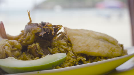 Detail-shot-of-rice-with-seafood-traditional-dish