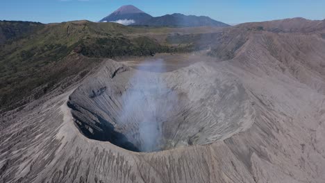 Aerial-view-of-Mount-Bromo-eruption,-Java,-Indonesia