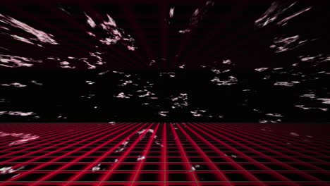 Moody-dark-backdrop-with-white-zooming-particles-and-red-mesh-extending-out