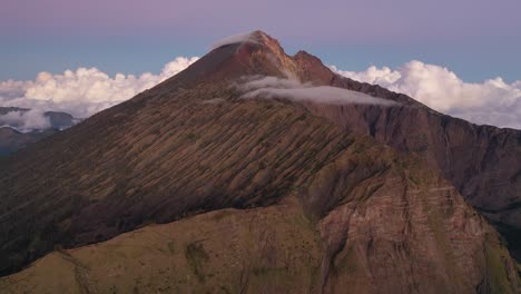 Mount-Rinjani-in-sunset,-the-second-highest-volcano-in-Indonesia