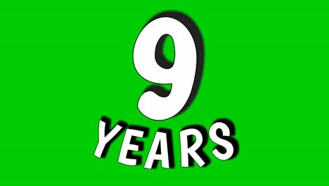 9-nine-years-digit-animation-motion-graphics-on-green-screen