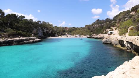 Tourists-At-Famous-Cala-Llombards-Beach-In-Summer-In-Mallorca,-Spain
