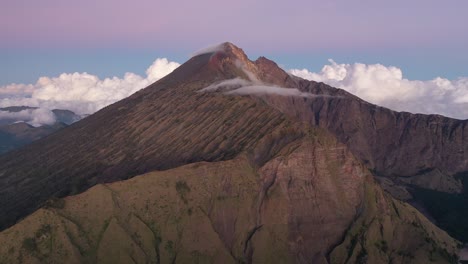 Mount-Rinjani-at-sunset,-the-second-highest-volcano-in-Indonesia
