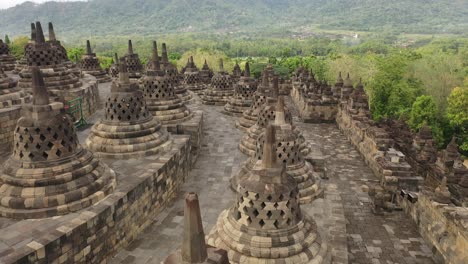 Aerial-view-of-Borobudur-temple,-Central-Java,-Indonesia