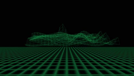 Green-repeating-grid-with-3d-mesh-bouncing-sound-wave-undulating-wave-pattern