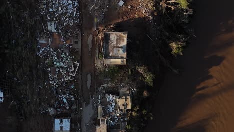 Urban-crisis-caused-by-natural-disaster,-Brazil-flood-devastation,-aerial