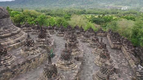 Aerial-view-of-Borobudur-temple,-Central-Java,-Indonesia