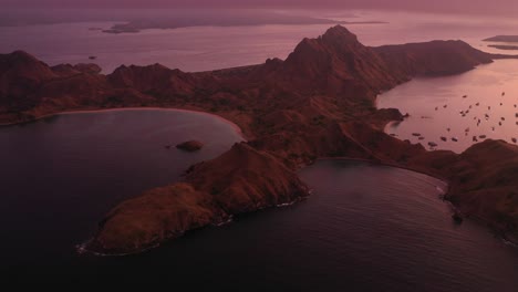 Aerial-view-of-Padar-island-in-sunrise,-Komodo-National-Park,-Indonesia