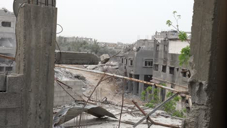 Bombed-and-destroyed-buildings-remain-after-an-attack,-Israel-Hamas-war-conflict-in-Gaza