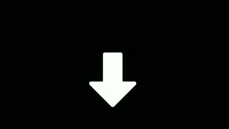 White-Arrow-sign-symbol-animation-on-black-background,-arrow-pointing-down-4K-animated-video