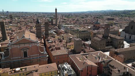 Bologna-Italy-reverse-flight-shows-downtown-on-sunny-day