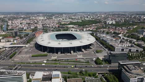 Stade-de-France,-Paris.-Aerial-Drone-circular-view