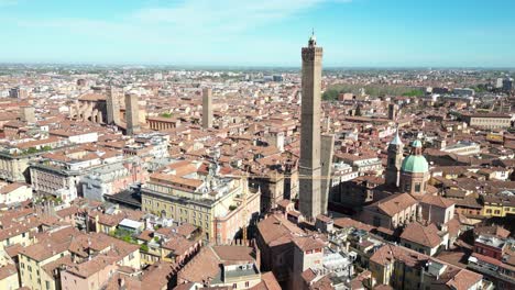 Smooth-flight-near-two-towers-Bologna-Italy-and-its-construction
