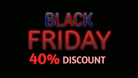 Black-Friday-Sale-40-%-Rabatt-Auf-Neontextanimation,-Motion-Graphics-Banner-Zeichen-Für-Werbevideos