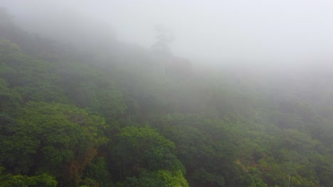 Laderas-De-Montañas-Brumosas-Con-Exuberante-Vegetación-En-Santa-Marta,-Colombia,-Envueltas-En-Niebla