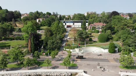 Wide-Jib-down-of-the-Olympic-Museum-in-Switzerland