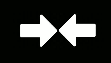 Double-White-Arrow-sign-symbol-animation-on-black-background,-arrow-pointing-right-and-left-4K-animated-video