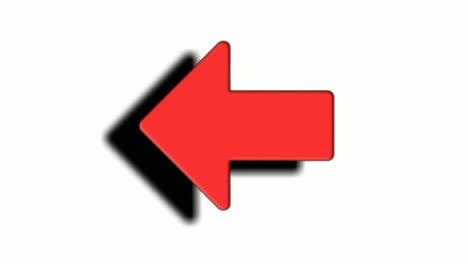 Left-Arrow-sign-symbol-with-shadow-animation-on-white-background,-red-color-cartoon-arrow-pointing-left-4K-animated-image-video-overlay-elements