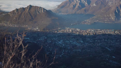 Tilt-Up-View-of-Lecco-Cityscape-From-Mountain