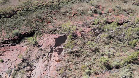 Drone-aerial-over-a-barren-landscape-in-Australia-on-a-sunny-day