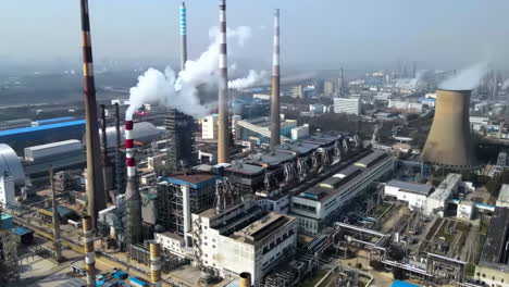 Factory-emitting-thick-smoke-chemical-enterprise-plant