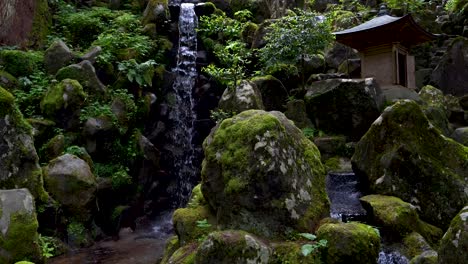 Hermoso-Y-Exuberante-Paisaje-Verde-Con-Cascada-En-El-Templo-Daiyuzan-Cerca-De-Tokio