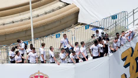 Real-Madrid-players-and-squad-celebrate-the-36th-La-Liga-championship-at-Cibeles-Square-in-Madrid,-Spain