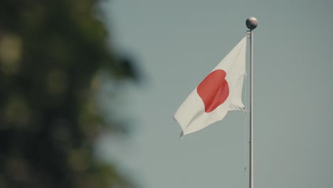 Japanese-Flag-On-Flagpole-Waving-With-The-Wind