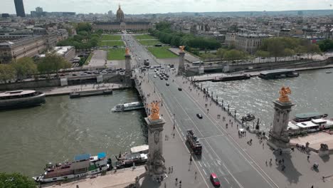 Alexandre-III-Bridge-over-Seine-River-in-Paris,-France