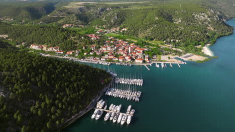 ACI-Marina-Skradin-Moorings-In-Krka-Rivermouth-And-Skradin-Townscape-In-Croatia