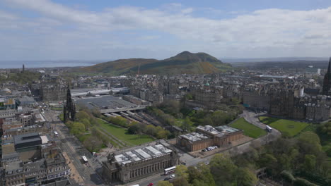 Scottish-Edinburgh-City-and-Railway-Station---Panoramic-Aerial-Orbit
