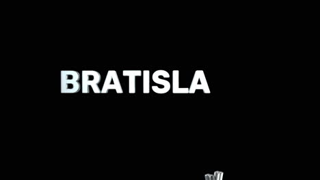 A-smooth-and-high-quality,-silver-3D-text-reveal-of-the-capital-city-"BRATISLAVA