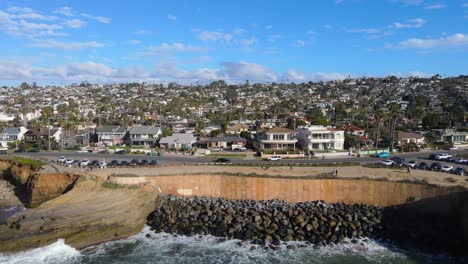 Sonnenuntergangs-Klippenbereich-Der-Stadt-San-Diego,-Luftdrohnenansicht