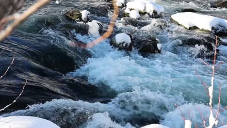 La-Plataforma-Rodante-Lenta-A-La-Derecha-Captura-La-Vibrante-Avalancha-De-Rápidos-Nevados-En-Un-Sereno-Parque-Invernal.