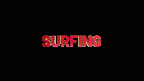 A-smooth-and-high-quality,-red-and-gold-3D-sport-text-reveal-"surfing