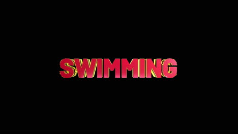 A-smooth-and-high-quality,-red-and-gold-3D-sport-text-reveal-"swimming