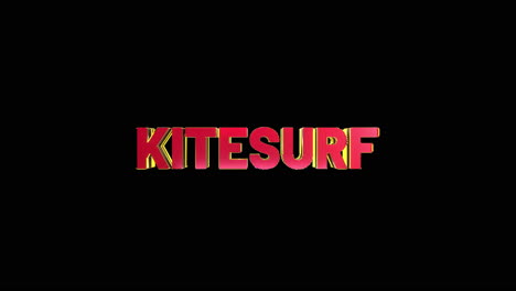 Ein-Glatter-Und-Hochwertiger,-Rot-goldener-3D-Sporttext-Enthüllt-&quot;Kitesurfen